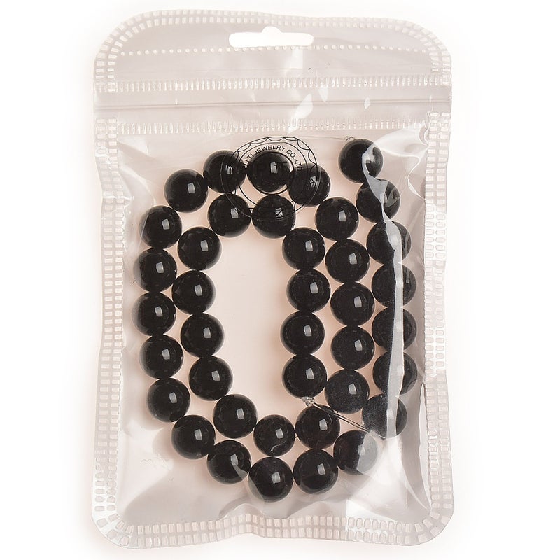 PLTbeads خرز بلاستيكي من الأحجار الكريمة دائري فضفاض تقريبًا 15.5 بوصة 1 خيط لكل كيس لصنع المجوهرات وإكسسواراتها (8 مم، أونيكس أسود) - Image 4